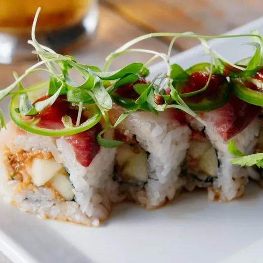 Roll with jalapeño and micro greens